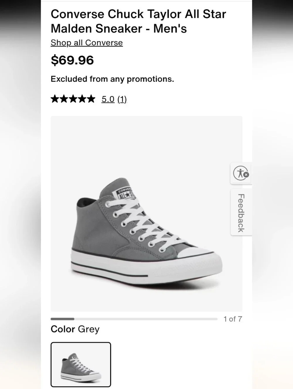Converse Gray High Top Canvas Sneakers - Picture 6 of 6